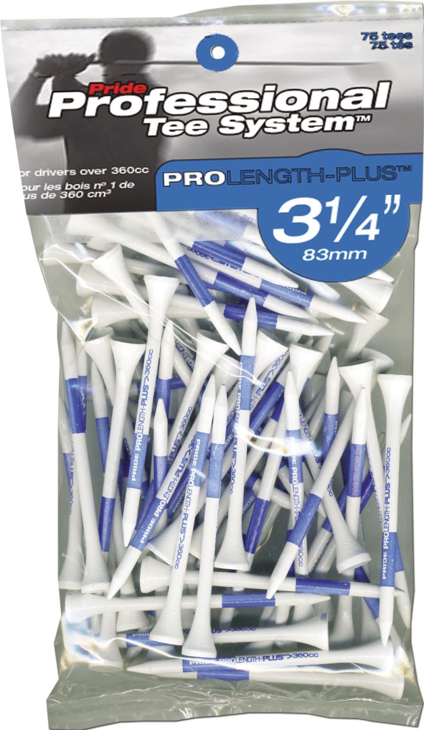 Pride Golf Tee Co. ProLength Plus 3 1/4" Tees 75 Count